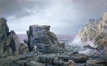  William Oil Painting - A Rocky Coast scenery William Trost Richards
